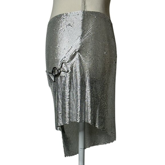 OW Collection Gemma Mini Skirt in Silver Medium New Womens Chainmail - Picture 8 of 15